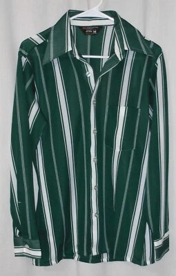 Vintage Polyester Shirt 70's Disco Bold Stripes Sheer Medium - Image 1 of 4
