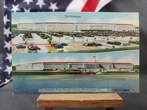 Unused 3 1/2 x 5 1/2 Postcard The Pentagon From Across Lagoon Linen  - Picture 1 of 2