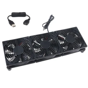 USB Powered Router Fan 120mm 5V Three Fan 1400rpm 1 Speed Air Flow Cooling Fan - Afbeelding 1 van 8