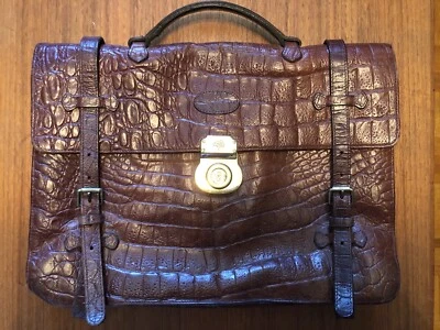 Vintage Mulberry England Brown Congo Leather Briefcase. Beautiful And Rare. - Imagem 1 de 4