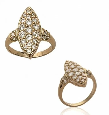 Bague MARQUISE ZIRCONIUM Plaqué or 18 CARATS 750/1000 5 Microns Bijoux Femme  - Photo 1/4