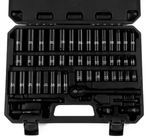 Juego de enchufes de accionamiento de 50 piezas de 3/8", SAE (5/16"-3/4") y métrico (8 mm-22 mm), profundo y profundo - Imagen 1 de 7