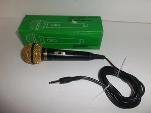 NEW Uni-Directional Dynamic Gold Pro Audio Microphone with Attached Cord in Box  - Picture 1 of 8