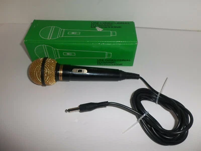 NEW Uni-Directional Dynamic Gold Pro Audio Microphone with Attached Cord in Box  - Image 1 of 4