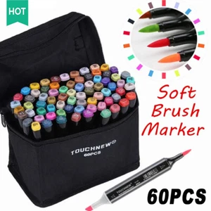 60 Color Dual-Tip Marker Pens Alcohol Based Ink Artist Sketching Graphic Design~ - Picture 1 of 12