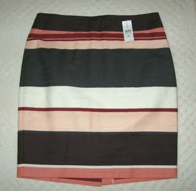 NUEVA FALDA ANN TAYLOR LOFT A RAYAS ALGODÓN TWEED LÍNEA A TALLA 8 AZUL ROSA RAYAS NUEVA CON ETIQUETAS Foto 1 de 4