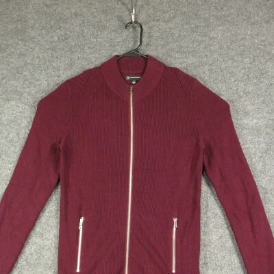 INC Cardigan Mens Small Purple Long Sleeve Round Neck Zip Up Knit w Zip Pockets - Image 1 of 4
