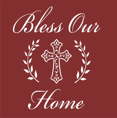 Stencils by Joanie Bless Home Christian Cross Laurel Wreath Farmhouse DIY Signs - Image 1 of 4