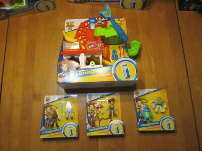 IMAGINEXT TOY STORY 4 CARNIVAL WOODY DUCKY BUNNY FORKY BO PEEP COMBAT CARL SET - Image 1 of 4