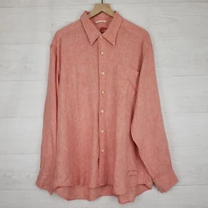 Camicia Tommy Bahama Relax 100% lino manica lunga uomo taglia XL rosa - Foto 1 di 15