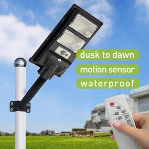 Solar Power LED Steet Lamp Outdoor Walkway Security Remote Control 300W Dimmable - Picture 1 of 14