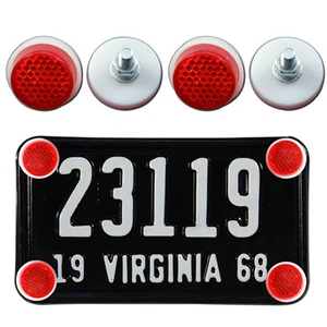 RED 4PC MINI REFLECTOR PLATE BOLT FASTENER FOR LICENSE PLATE MOTORCYCLE BIKE E - Picture 1 of 1
