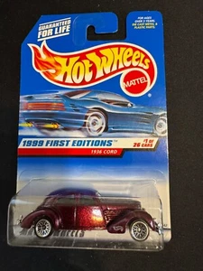 1999 Hot Wheels First Editions 1936 CORD 1/26 #649 Red Metalflake Burgundy LW's - Picture 1 of 2