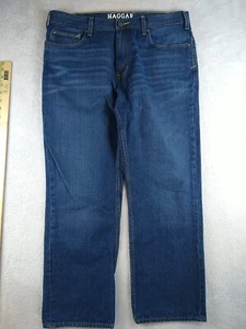Haggar Straight Fit Jeans Men's 36 x 29 Western Casual Denim Dark Wash Cotton - Picture 1 of 12