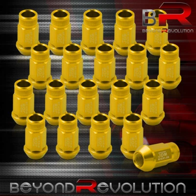 JDM 20PC Gold Wheel Lug Nut M12X1.25MM Pitch Thread Open Ended Extended Aluminum - Image 1 of 3