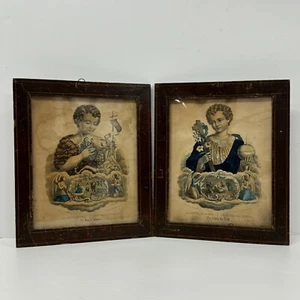 Antique Pictures Pair 18th Century Framed - Picture 1 of 6
