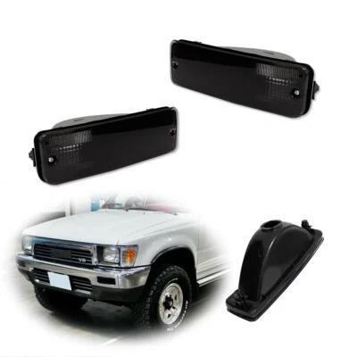 Пара дымчатых черных линз сигнальных фар для пикапа Toyota 89-95 годов выпуска / 90-91 4Runner - Изображение 1 из 4