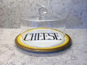 Käseplatte mit mundgeblasener Glasabdeckung Made in Italy für Joseph Magnin - Bild 1 von 7