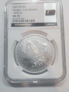 2023 $1 FIJI SILVER 1880 CC MORGAN NGC MS70 ULTRA BREAKS LABEL 1 OZ .999 FINE ER - Picture 1 of 2