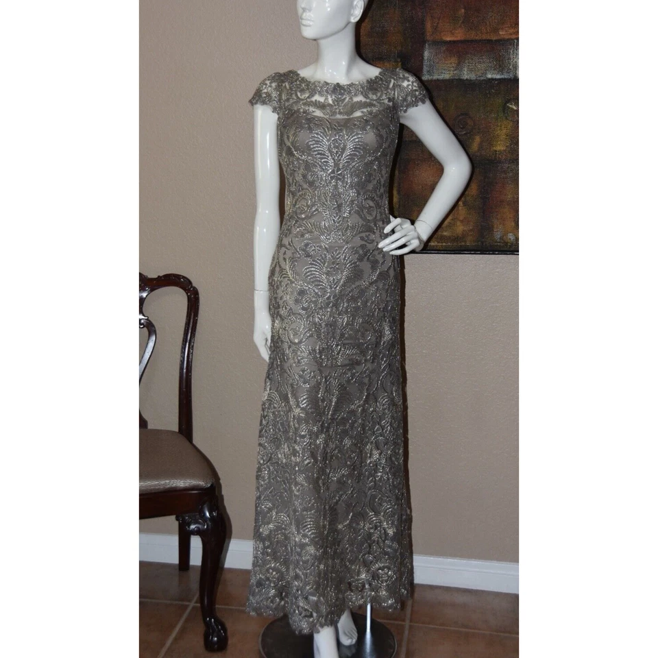 Tadashi Shoji Mother of the Bride, Evening, Prom Adena Corded Embroidery Gown 4P - Image 1 of 4