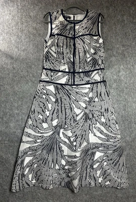 Lafayette 148 New York Dress Womens 10 Blue Gray Sleeveless Pockets Silk Blend - Image 1 of 4