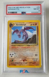 Pokémon TCG Aerodactyl Neo Revelation 15/64 regolare raro PSA 8 carte vintage - Foto 1 di 2