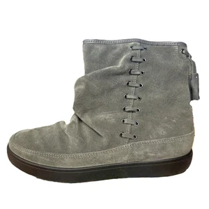 Hotter Pixie Grey Soft Suede Lace Detail Fleece Lined Platform Ankle Boots UK 7 - Picture 1 of 8