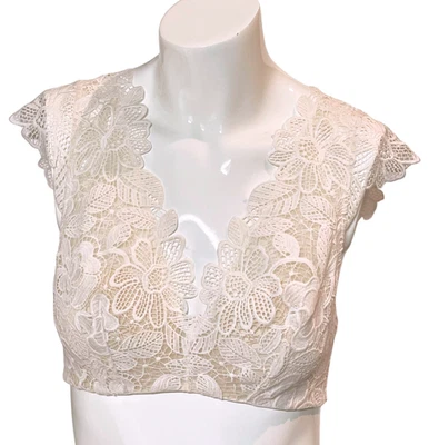 Sujetador Victoria’s Secret Dream Angels 34C blanco coco ganchillo encaje demi crop top Foto 1 de 4