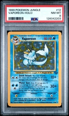 VAPOREON Pokémon Jungle Unlimited Holo 12/64 - PSA 8 - Image 1 of 2