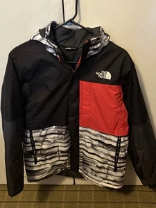 The North Face Jacket Boys Large 14/16 Black/White Hooded Full Zip Rain - Picture 1 of 3