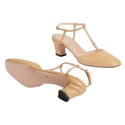 Correa en T Gucci de cuero napa Marmont doble G arena 37 - Imagen 1 de 4