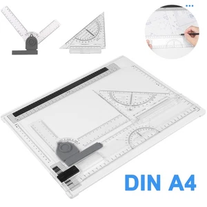 Zeichenbrett Zeichenplatte Reißbrett A4 + Lineal Winkelmesser Set Multifunktion - Bild 1 von 19