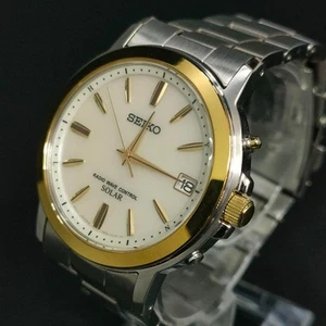 SEIKO 7B52 Gold Silver Radio Solar Men's Watch Excellent Condition - Picture 1 of 9