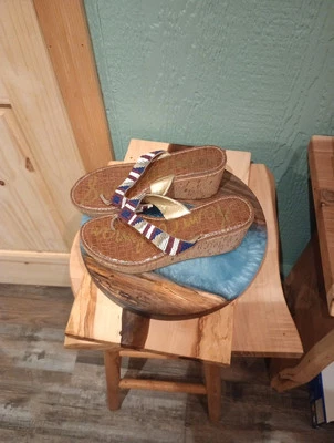  Sandalia Sam Edelman Rosa Cuentas Verano Corcho Cuña Tanga Marrón Azul Marino Borgoña 8 Foto 1 de 4