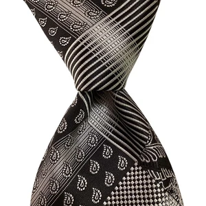 Corbata de diseñador STACY ADAMS gris geométrica/negra para hombre 100 % microfibra usada en excelente estado - Imagen 1 de 3