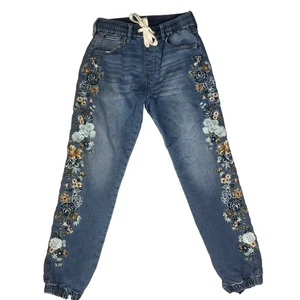 Pantalones de mezclilla para mujer Driftwood Free People en diseño floral bordado M - Imagen 1 de 18
