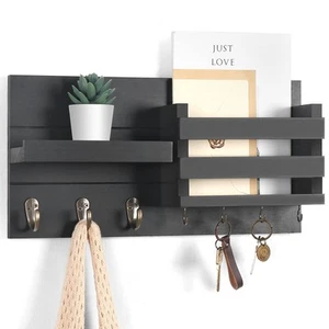 Mail Organizer for Wall Mount – Key Holder with Shelf Includes Letter Holder ... - Picture 1 of 7