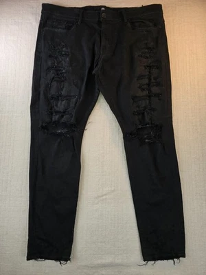 Jordan Craig Sean Men's 40x34 Black Distressed Skinny Jeans Streetwear - Image 1 of 4