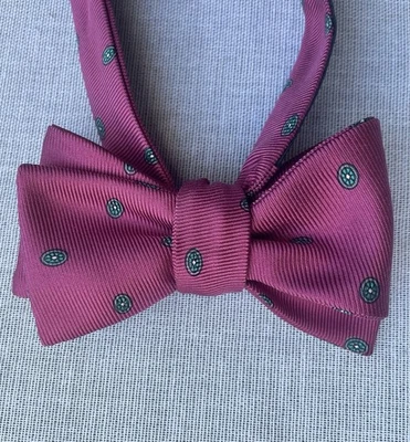 Vintage Ferrell Reed Bow Tie Dark Pink Geometric Self-Tie Adjustable 2" - Image 1 of 4