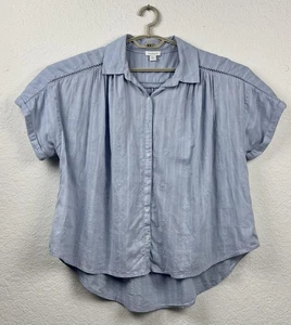 Blusa Sundance Para Mujer L Gauzy Algodón Floral Bordado Bebé Azul Manga Corta - Imagen 1 de 12