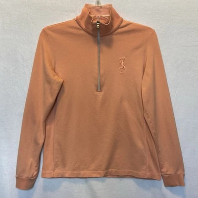 Ralph Lauren Golf  Women Medium  Orange Half Zip Long Sleeve Shirt  Sporty Mock - Image 1 of 4