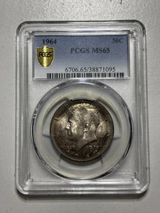 Kennedy 1964 medio dólar graduación profesional MS65 álbum tonificado color PQ - Imagen 1 de 8