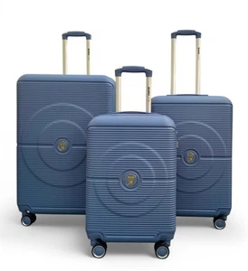 Robust ABS Hard Shell Light Blue 8 Wheels Luggage Travel Cabin Suitcase Set - Picture 1 of 26