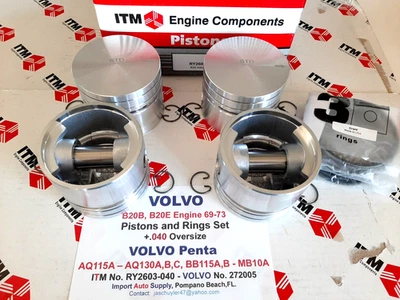 Volvo B20 Pistons +.040 oversize  Penta AQ130A,B,C  & P1800 142-144 - 145 69-73 - Image 1 of 4
