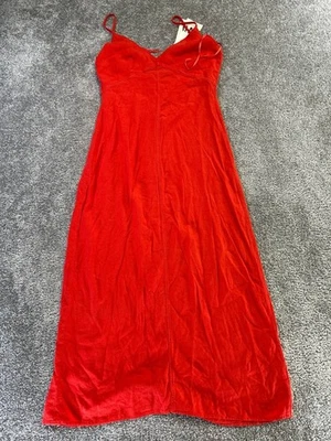 Vestido Zara Mujer Xs Rojo Mezcla Lino Blusa Nuevo Foto 1 de 4