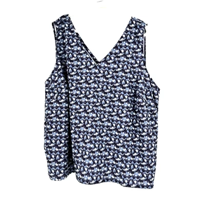 EDDIE BAUER Spindrift V Neck TANK TOP Womens 3X BLUE Mosaic UPF 50 Camping Relax - Image 1 of 4