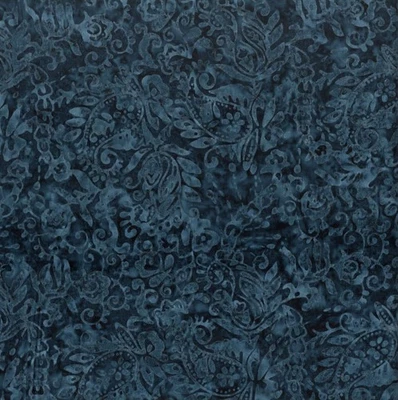 Wilmington Batiks - Desert Blossom - Paisley & Flowers - Navy/Blue, Fabric BTY - Image 1 of 4