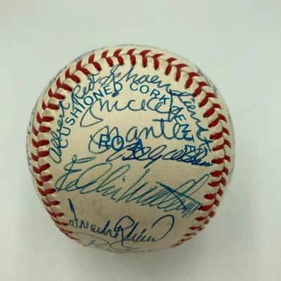 Mickey Mantle Sandy Koufax Willie Mays Hall Of Fame Signed Baseball 30 Sigs JSA - Image 1 of 4