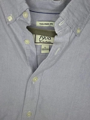 Jos A Bank Dress Shirt Men's Large Tailored Fit Blue Oxford Cotton Fall Workcore - Image 1 of 4