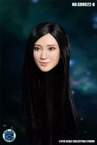 1/6 Head Model Black Long Straight Hair Beauty For 12 inch Action Figure Body - Picture 1 of 3